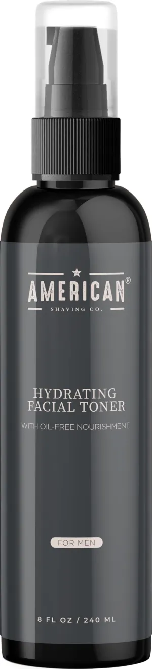 American Shaving Co. Hydrating Facial Toner with Oil-Free Nourishment,8 oz Bottle,Made in USA,Quick Absorption,Quality Potent Ingredients,Deep Penetration,Non-GMO,GMP Certified,Cruelty-Free Products