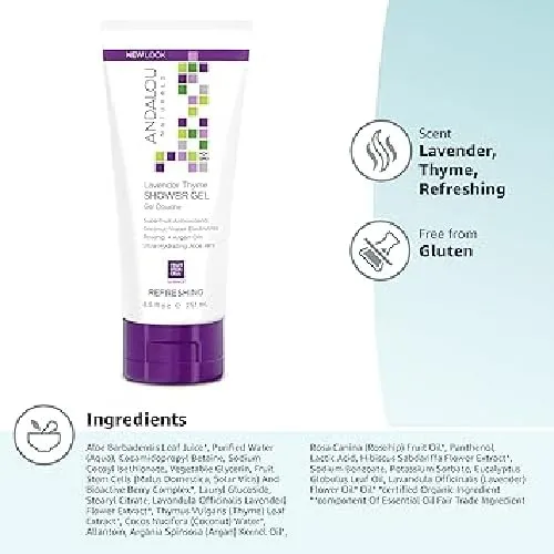 Andalou Naturals Lavender Thyme Refreshing Shower Gel, 8.5 Ounce