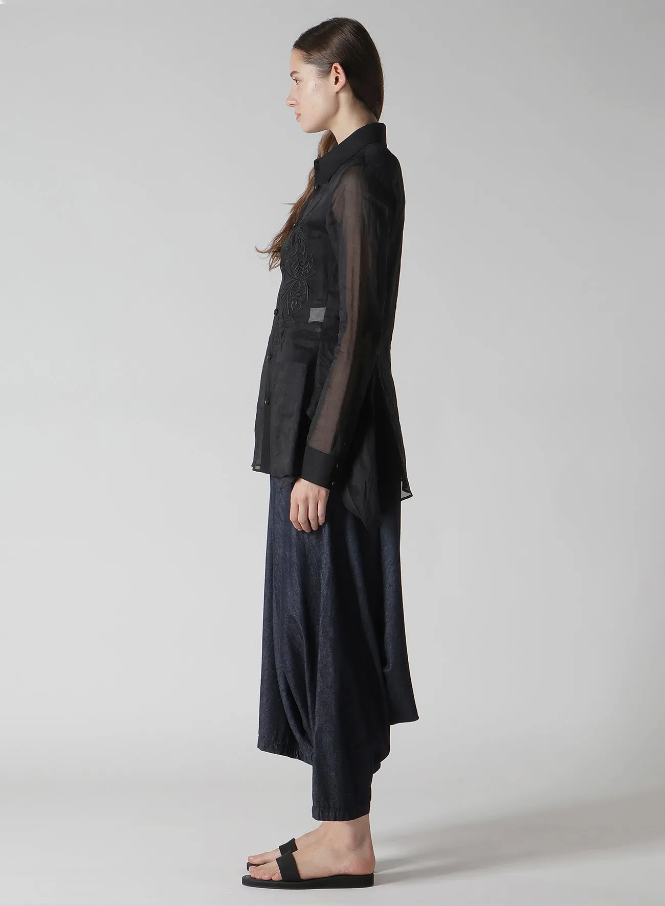COTTON ORGANZA LAWN BACKSIDE FLARED SLIM B