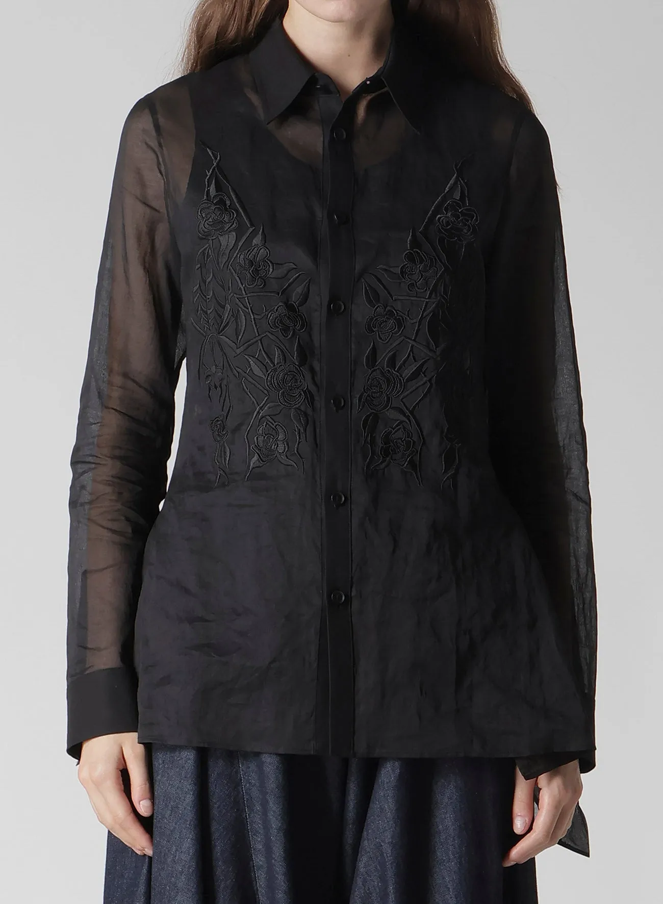 COTTON ORGANZA LAWN BACKSIDE FLARED SLIM B