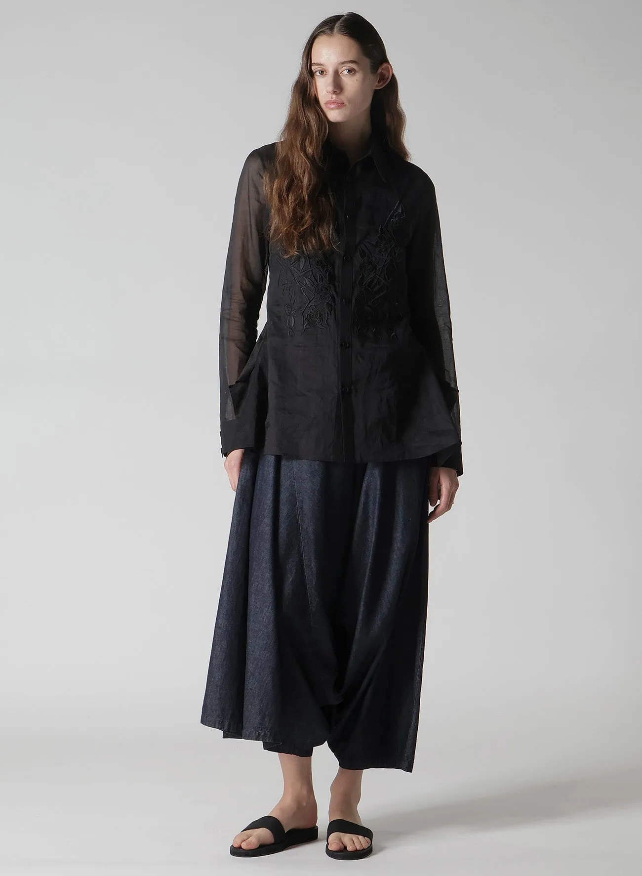 COTTON ORGANZA LAWN BACKSIDE FLARED SLIM B
