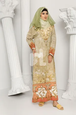 DS19-168 Beige Printed Stitched Lawn Fustaan - 1PC