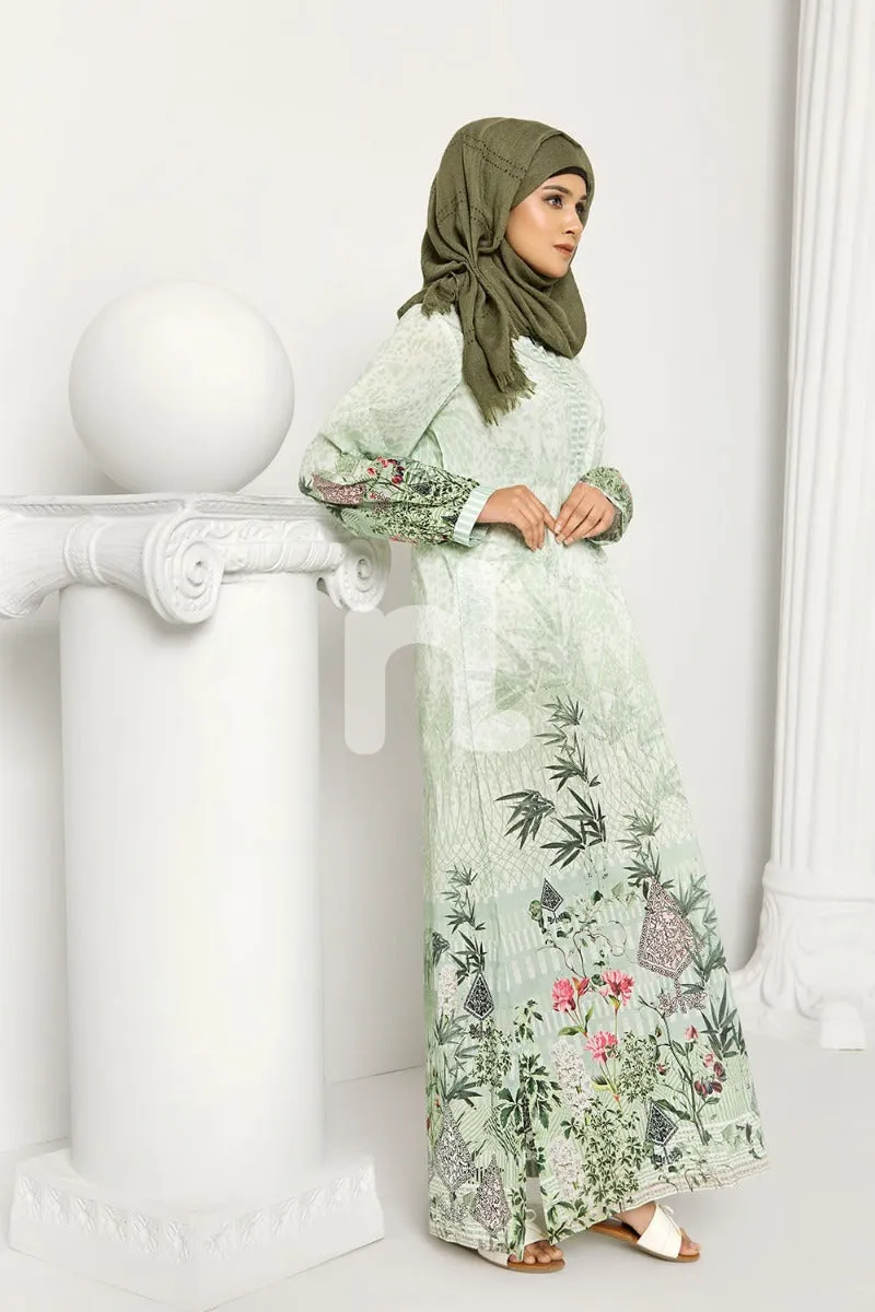 DS19-179 Green Stitched Lawn Fustaan - 1PC