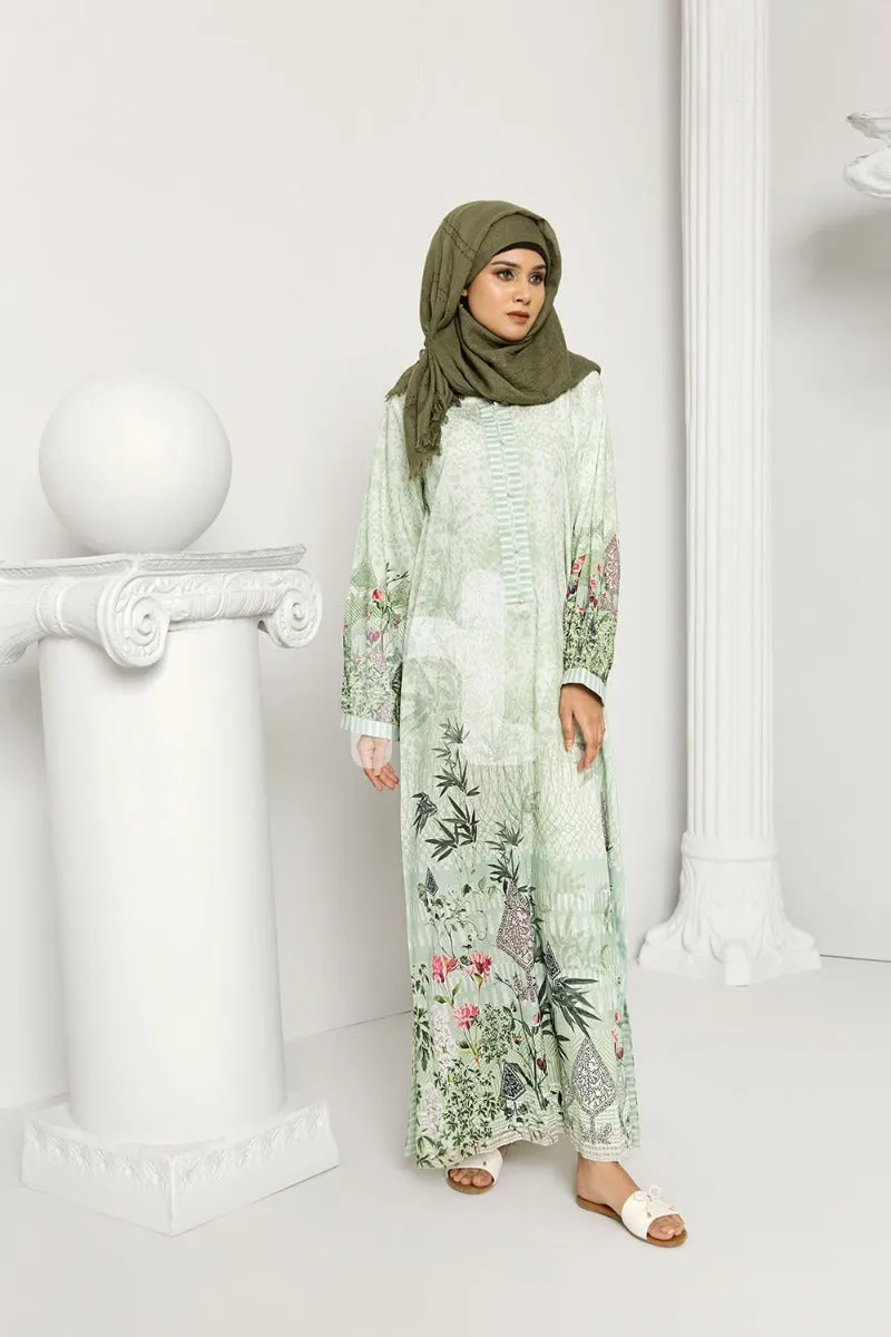 DS19-179 Green Stitched Lawn Fustaan - 1PC