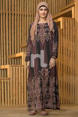 DS19-32 Black Printed Stitched Lawn Fustaan - 1PC