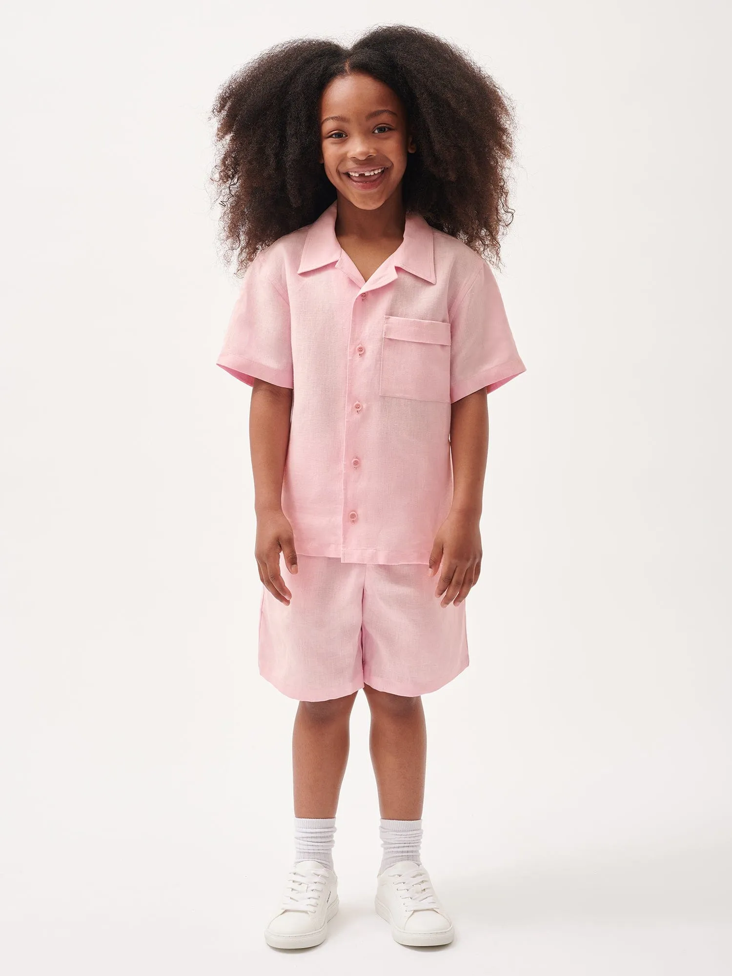 Kids' Aloe Linen Camp Collared Shirtmagnolia pink