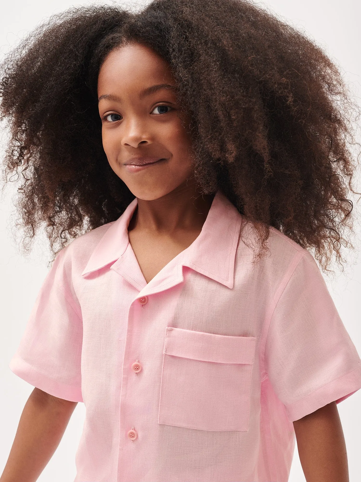 Kids' Aloe Linen Camp Collared Shirtmagnolia pink