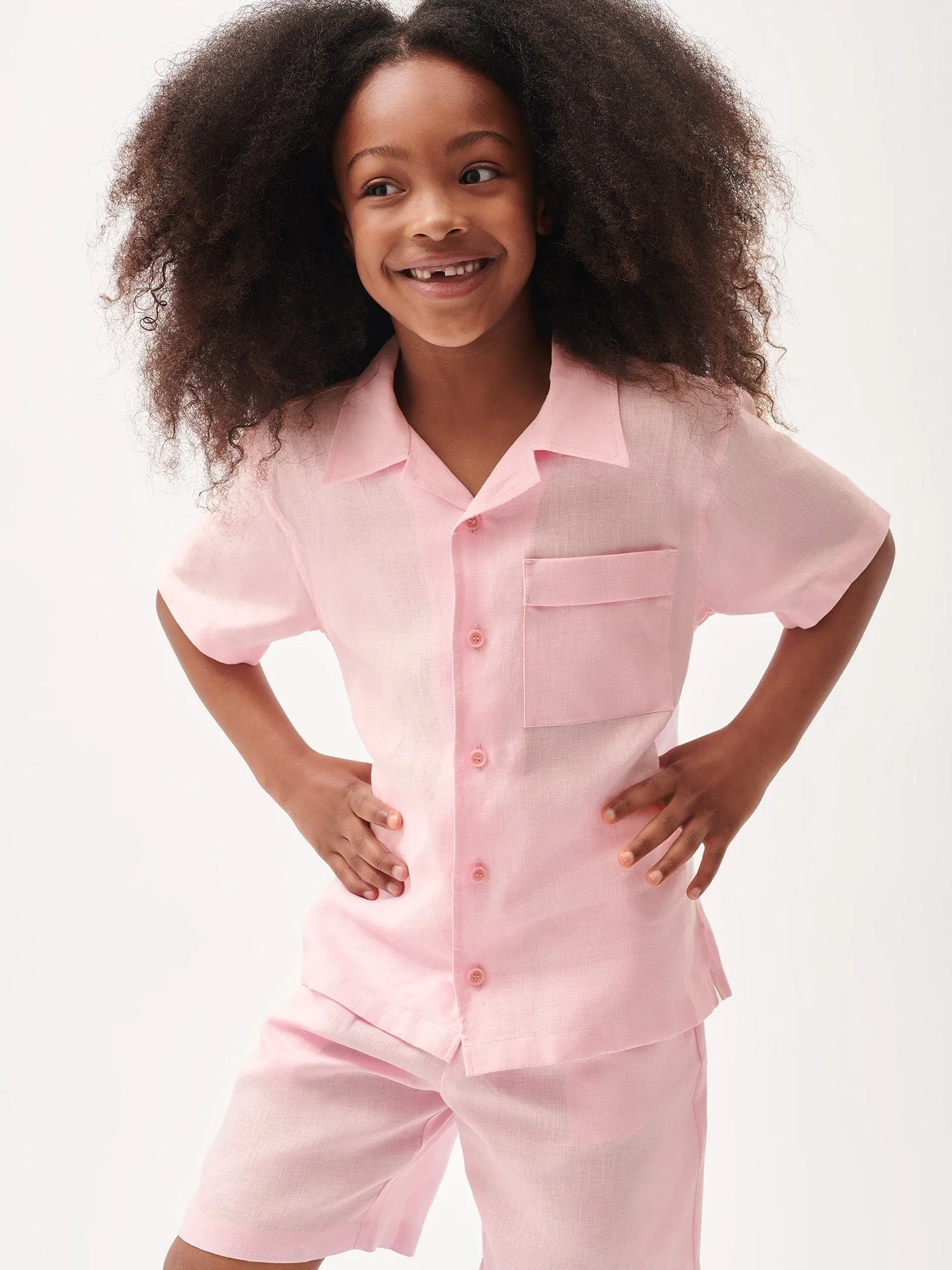 Kids' Aloe Linen Camp Collared Shirtmagnolia pink