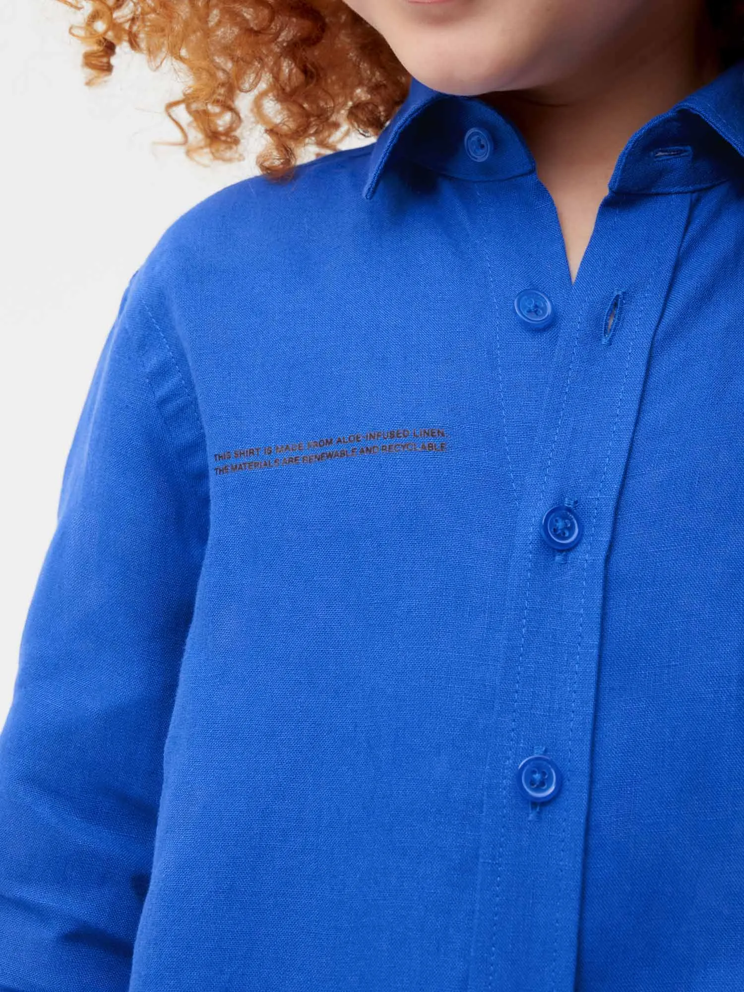 Kids Aloe Linen Long Sleeve Shirtcobalt blue