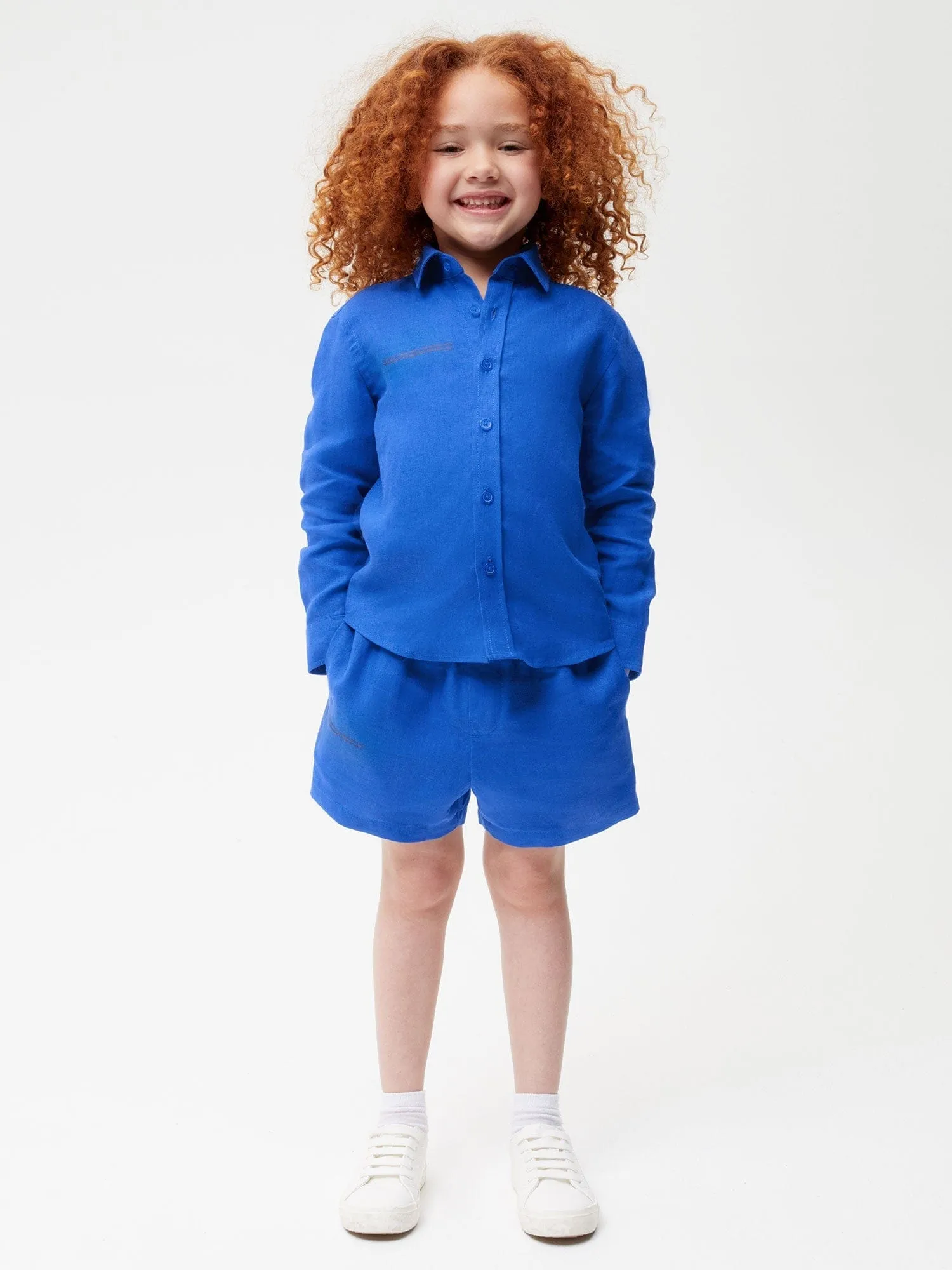 Kids Aloe Linen Long Sleeve Shirtcobalt blue