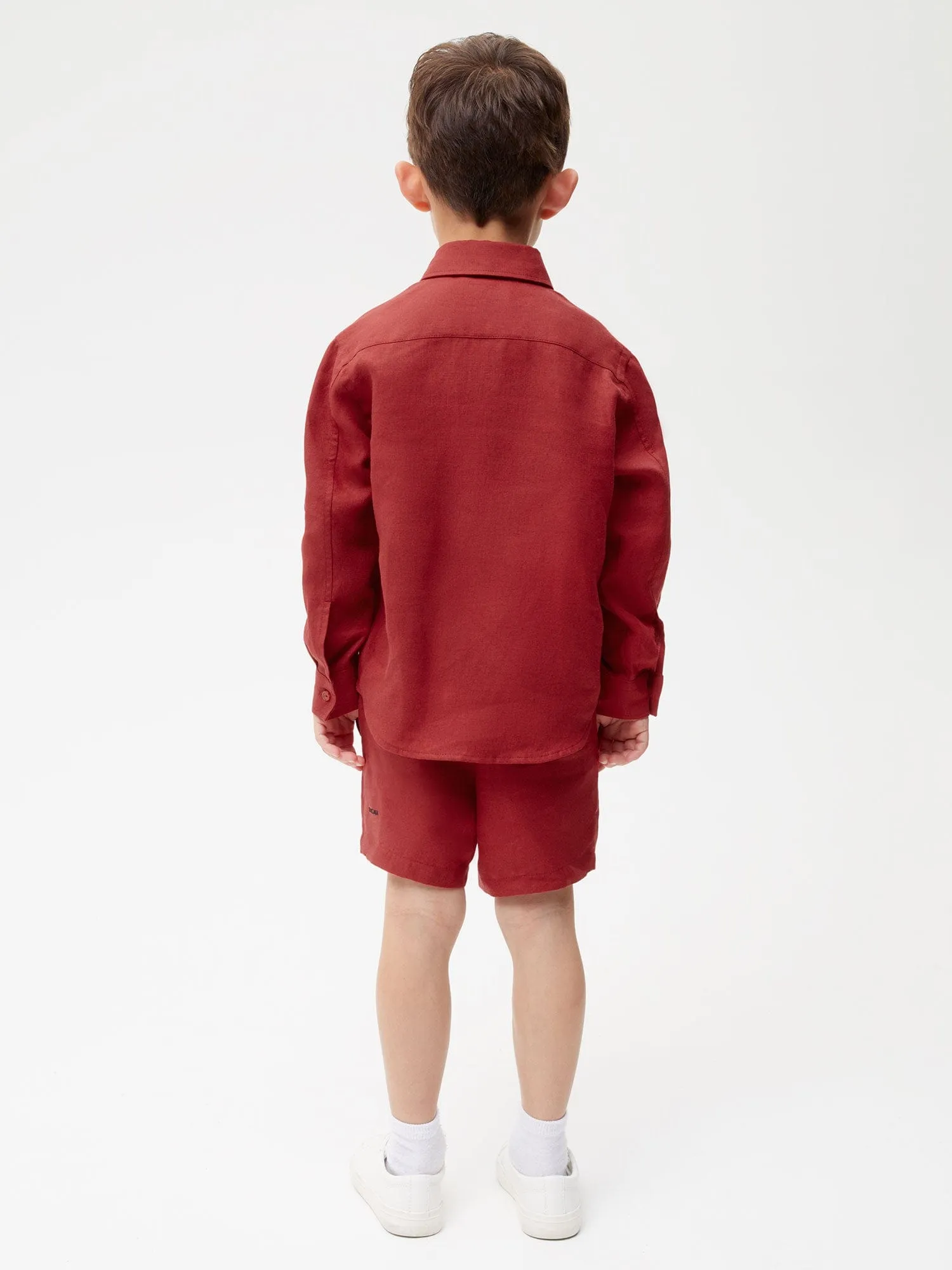 Kids Aloe Linen Long Sleeve Shirtcranberry red