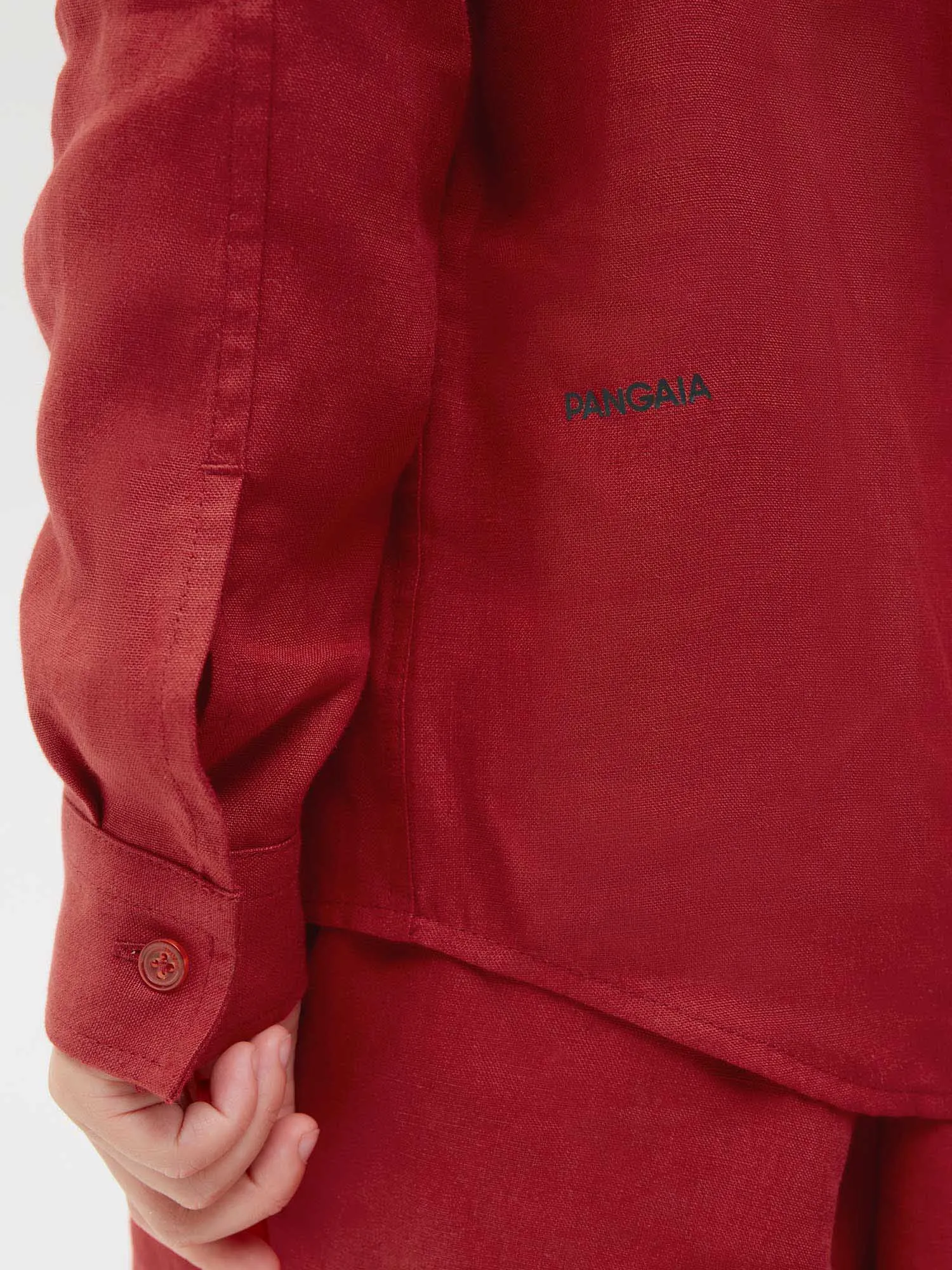 Kids Aloe Linen Long Sleeve Shirtcranberry red