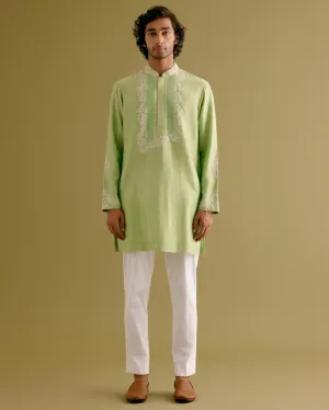 Pistachio Green Dori Embroidered Kurta Set