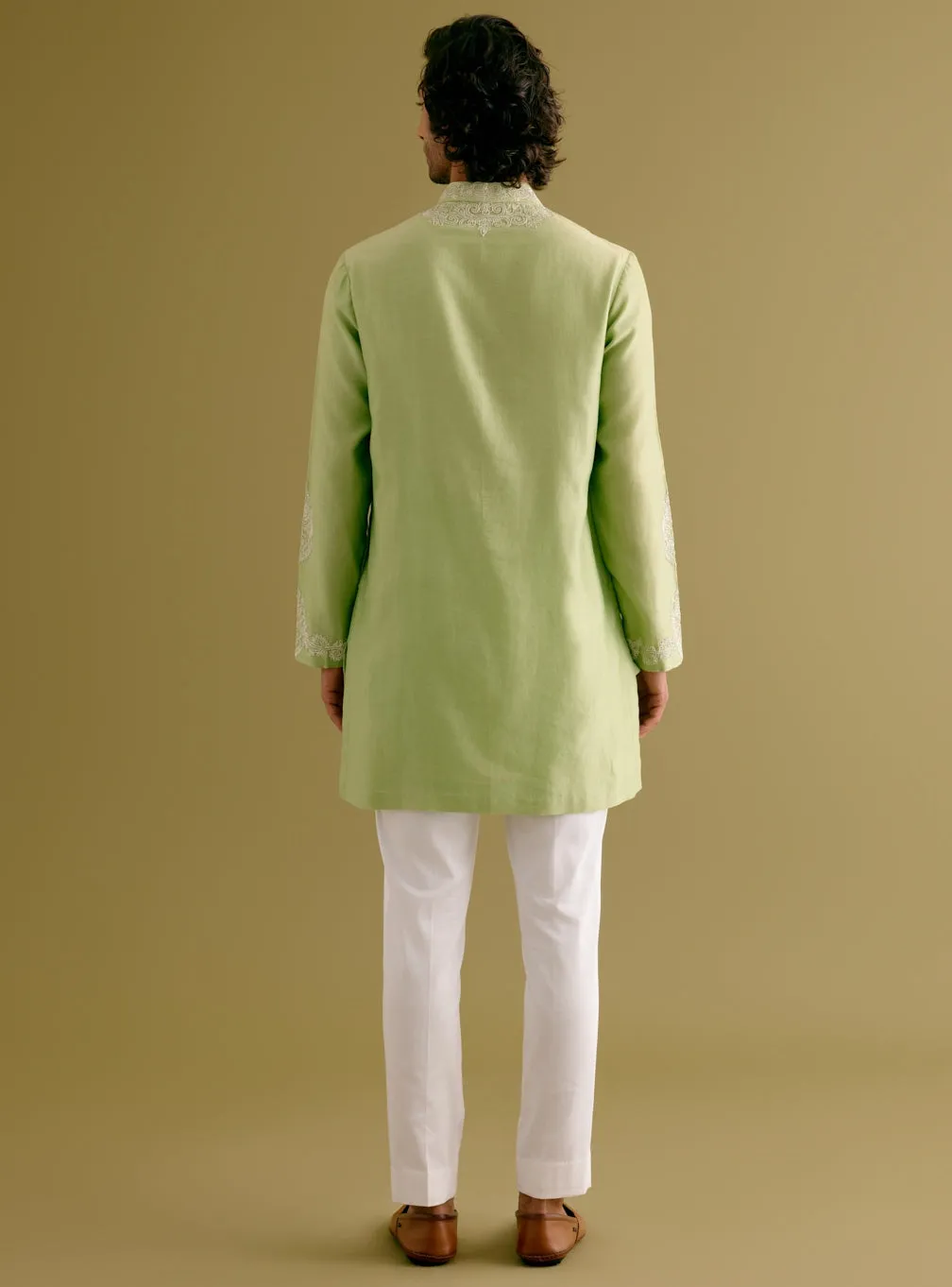 Pistachio Green Dori Embroidered Kurta Set