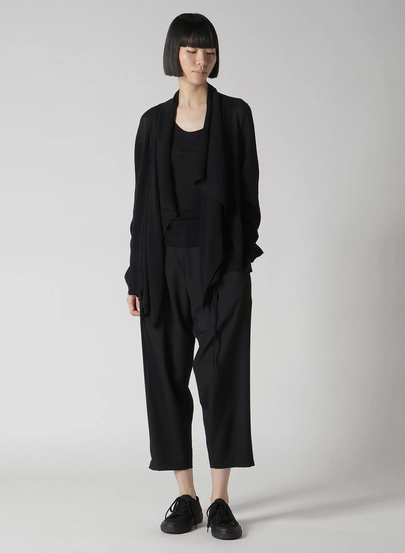 PLAIN STITCH GATHER DETAIL CARDIGAN