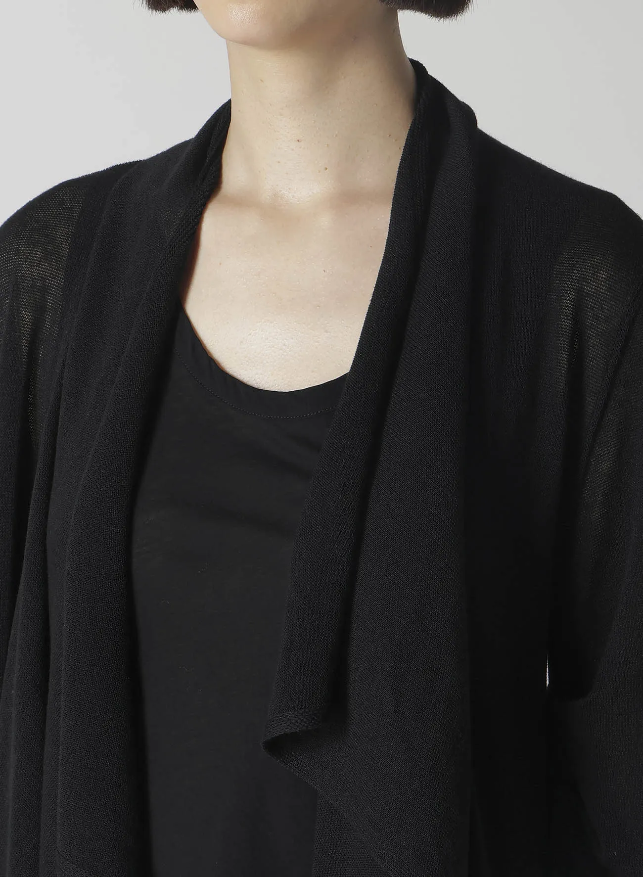 PLAIN STITCH GATHER DETAIL CARDIGAN
