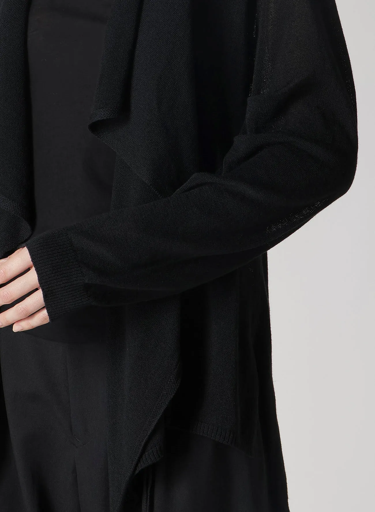 PLAIN STITCH GATHER DETAIL CARDIGAN