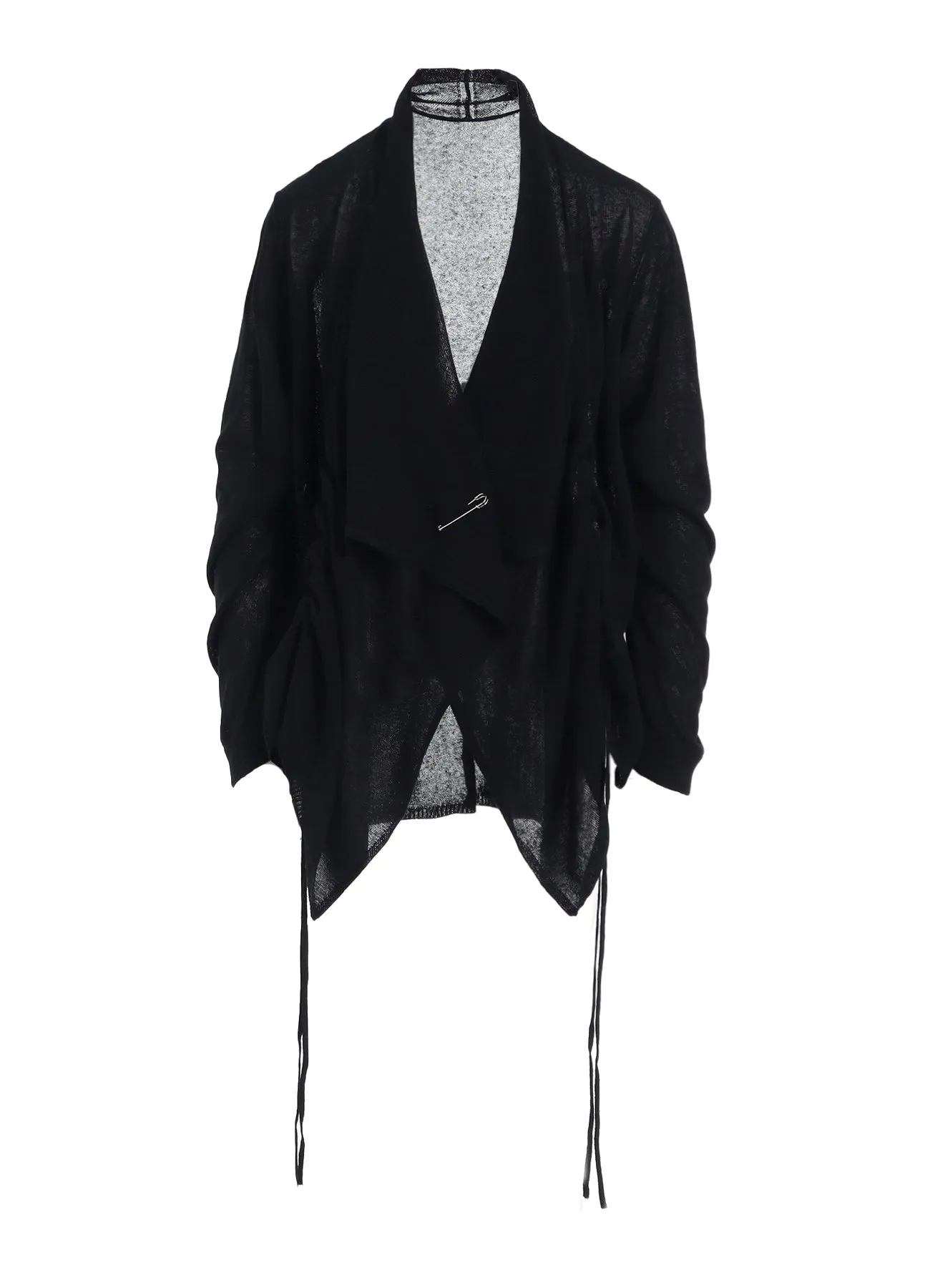 PLAIN STITCH GATHER DETAIL CARDIGAN