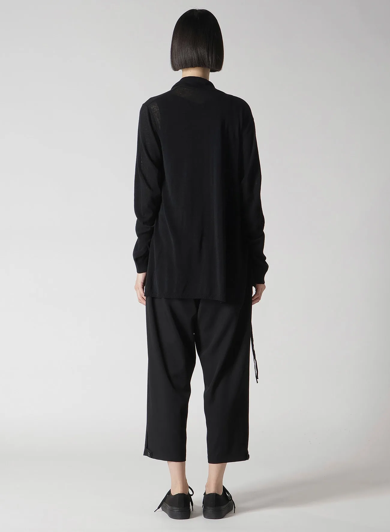PLAIN STITCH GATHER DETAIL CARDIGAN