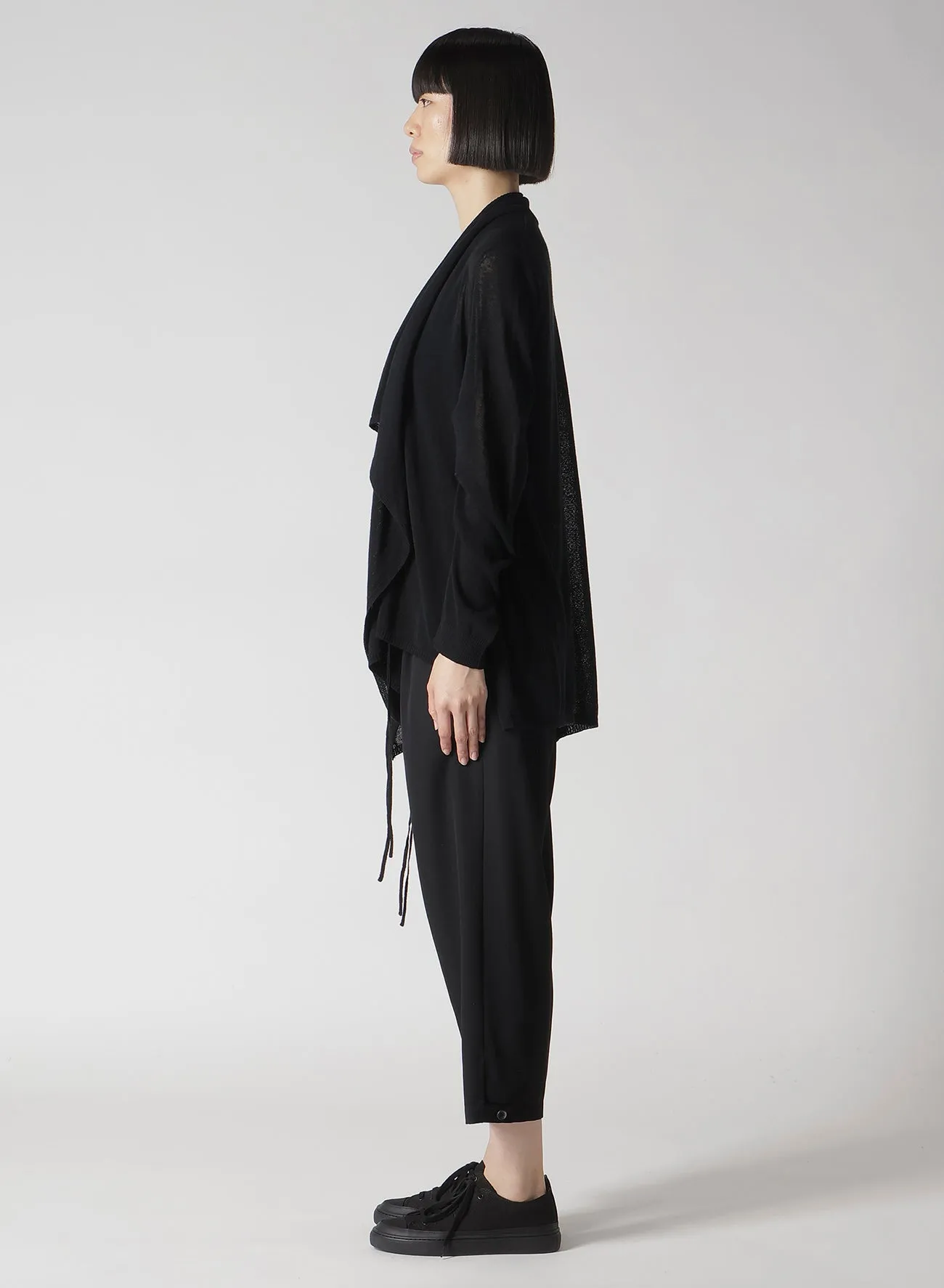 PLAIN STITCH GATHER DETAIL CARDIGAN