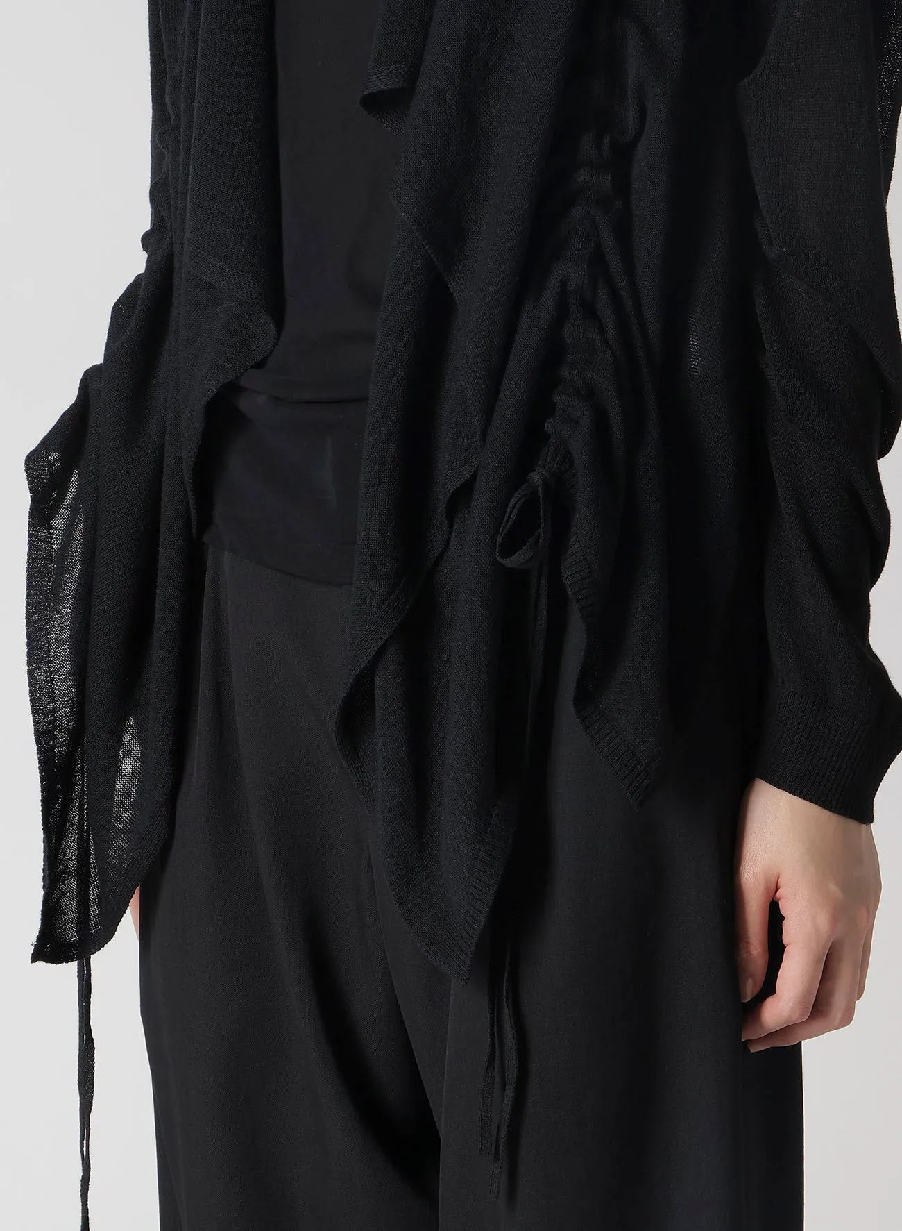 PLAIN STITCH GATHER DETAIL CARDIGAN