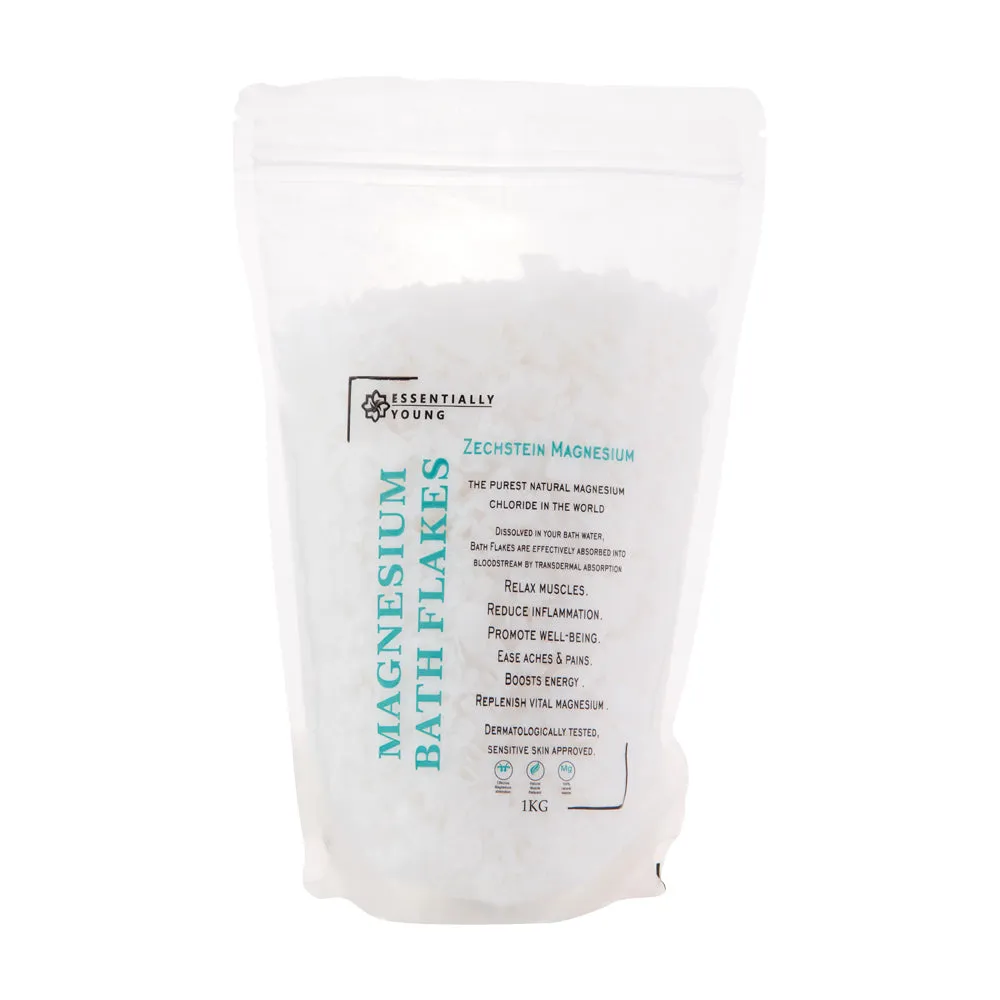 Pure Magnesium chloride Flakes 1kg -unscented and unrefined (Imported from the Netherlands)