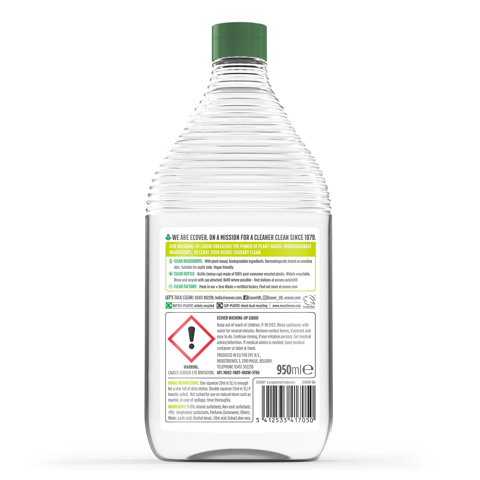 Sensitive Washing Up Liquid 950ml- Lemon & Aloe Vera