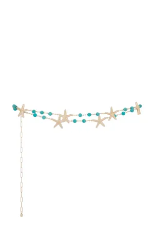Starfish Beaded Waist Chain - Gold Tone