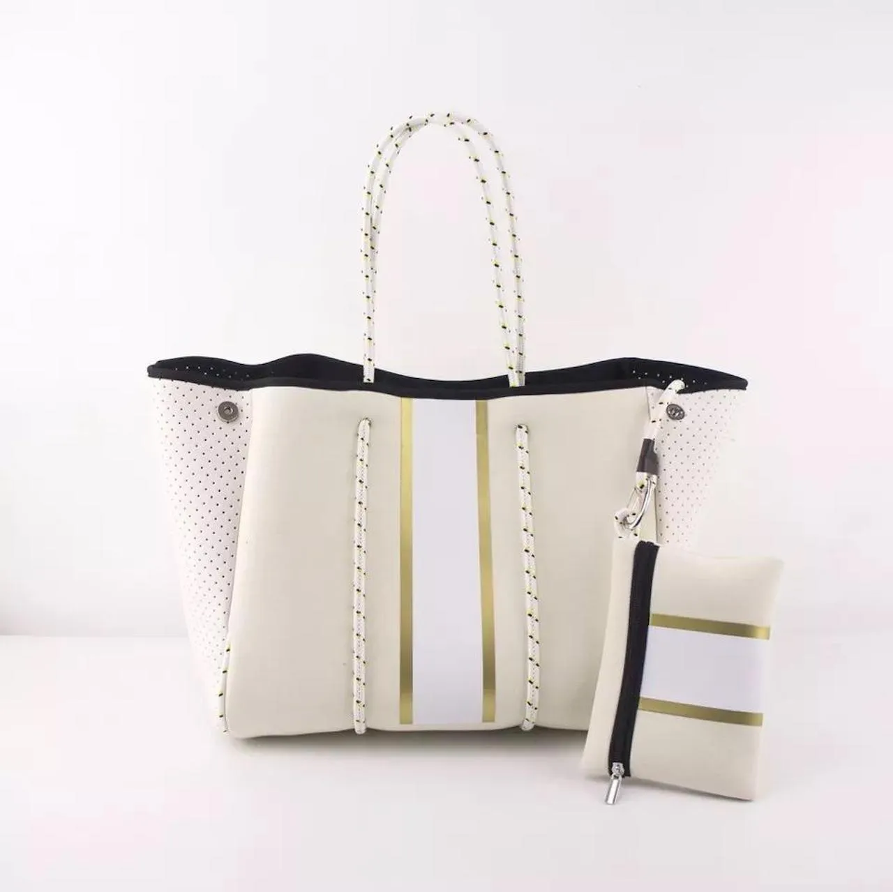 Stripe Canvas Neoprene Tote
