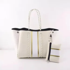 Stripe Canvas Neoprene Tote