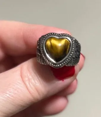 Tigers Eye Heart Wing Ring - Size 7.5