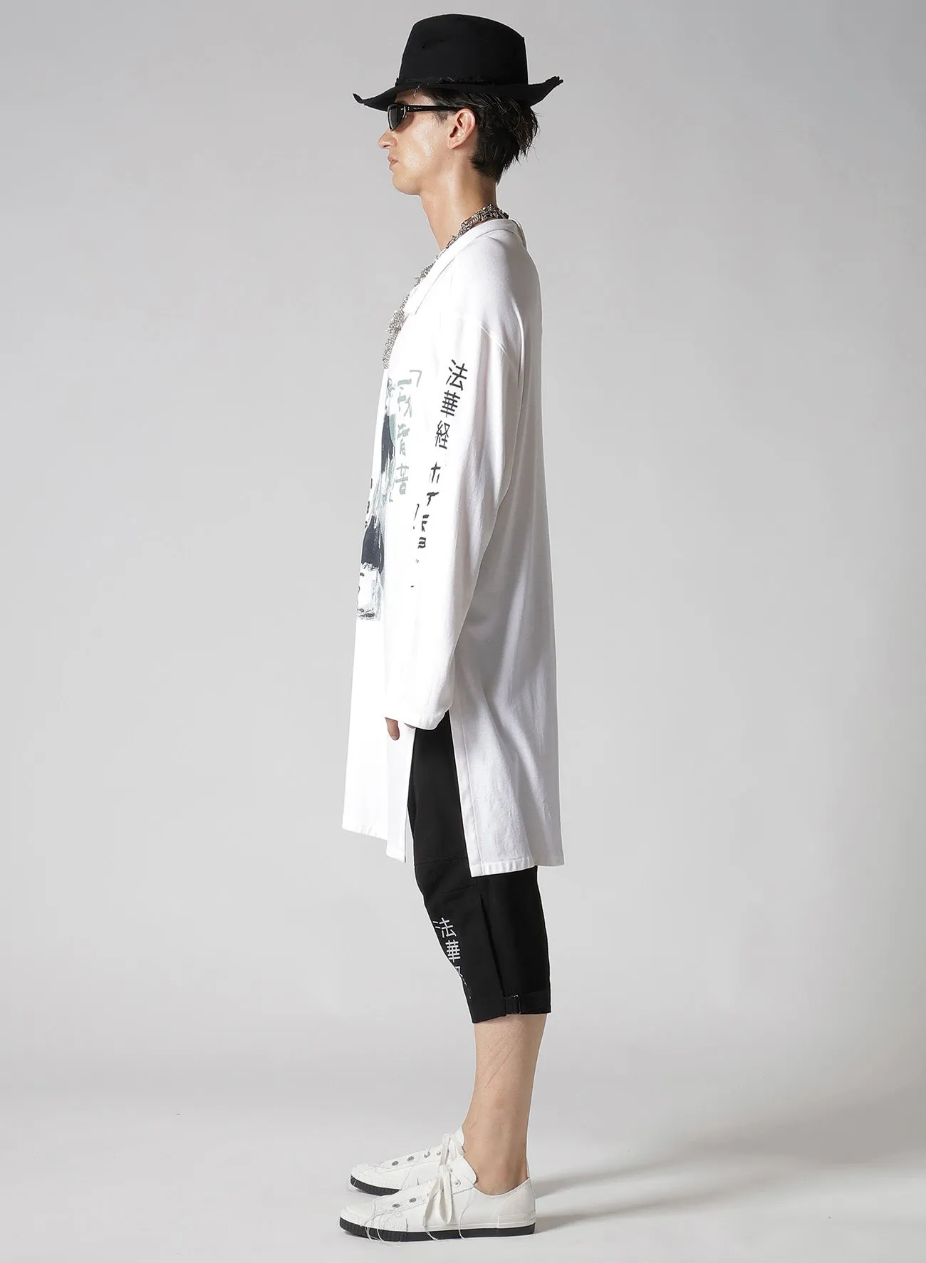 WHITE HARD TWISTED HIGH WET ASYMMETRIC STAND BLOUSE