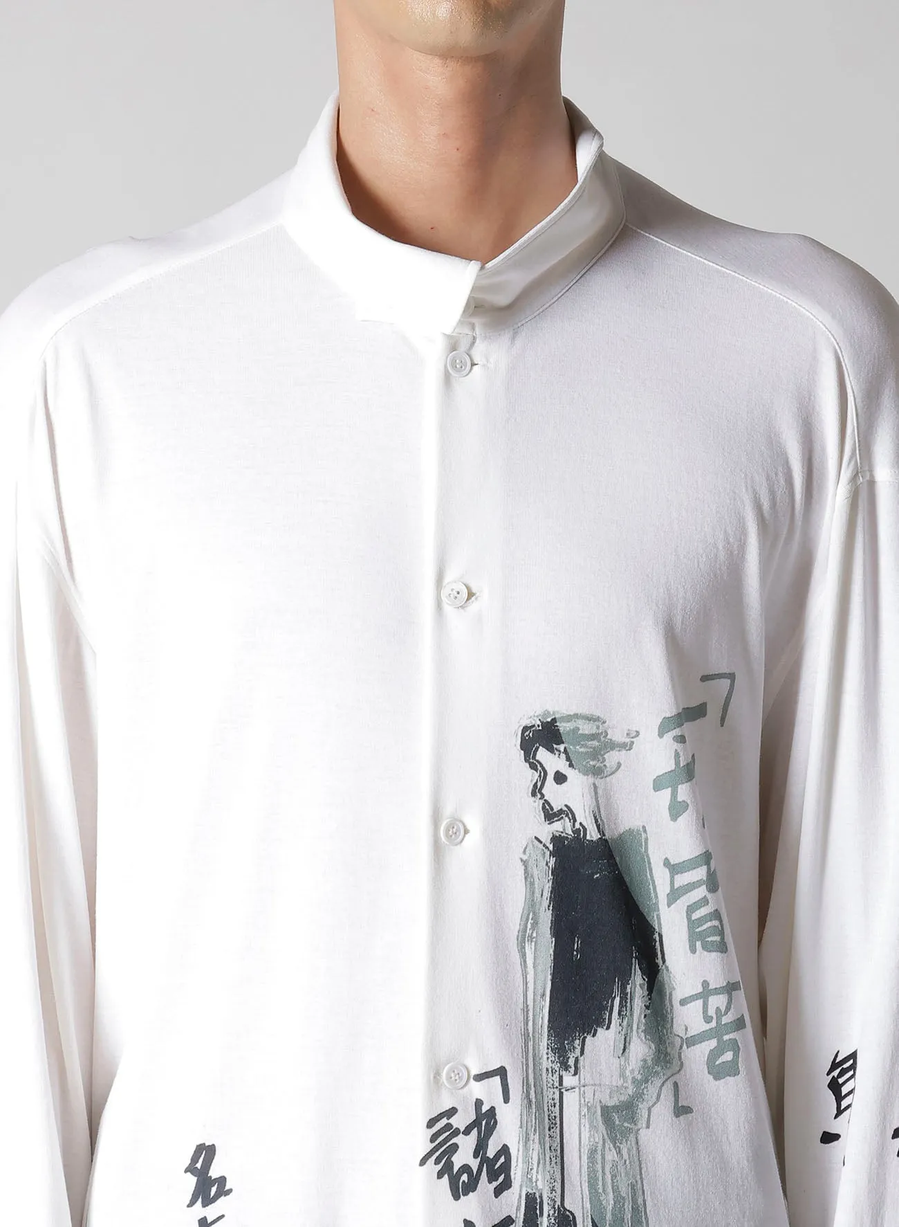 WHITE HARD TWISTED HIGH WET ASYMMETRIC STAND BLOUSE