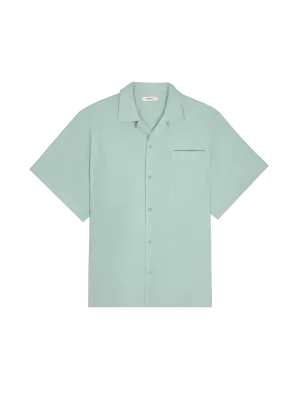 Womens Aloe Linen Camp Collar Shirteucalyptus blue