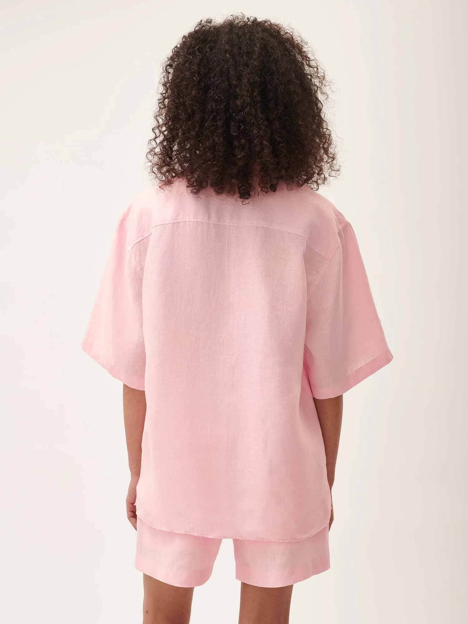 Womens Aloe Linen Camp Collar Shirtmagnolia pink
