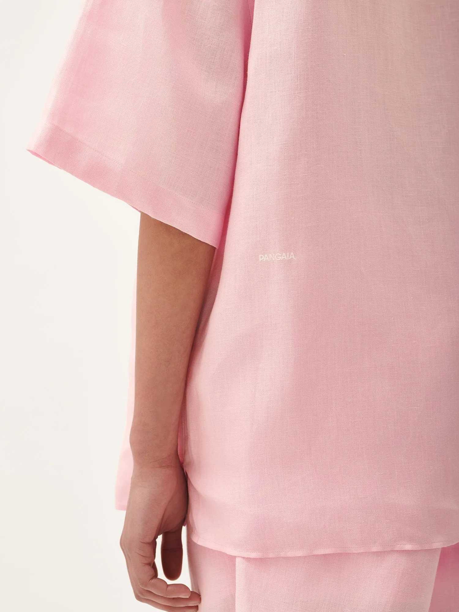 Womens Aloe Linen Camp Collar Shirtmagnolia pink